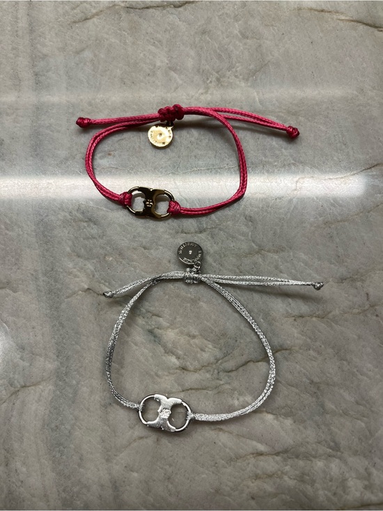 Tory Burch Jewelry - Tory Burch empowerment Adjustable Double-Ring Cord Bracelet Set in Pink & Silver